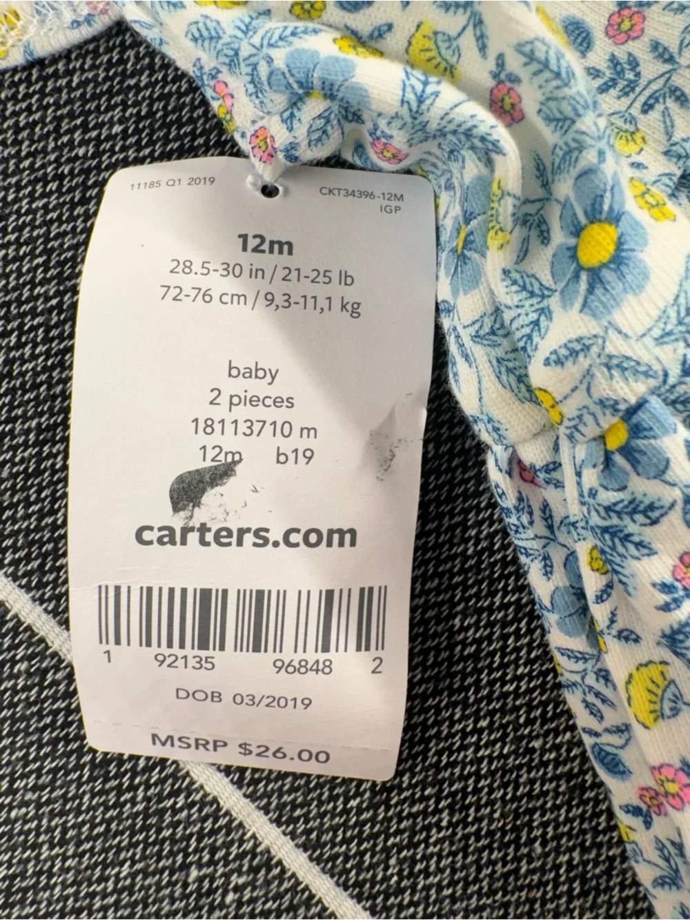 Kids—Carter's Yellow Cardigan with Blue & White Floral Dress